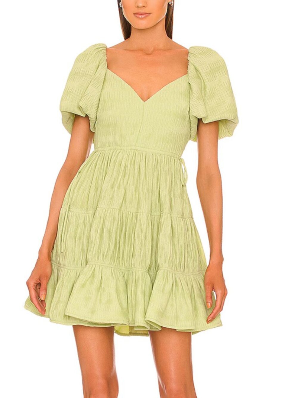 Jonathan Simkhai Pear Green Textured Mini Dress Size 2